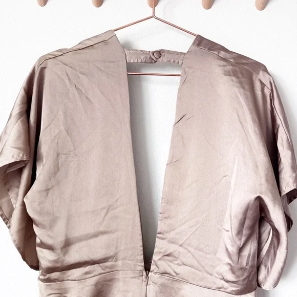 Lioness Taupe Warhol Satin V-Neck Romper - Picture 5 of 10